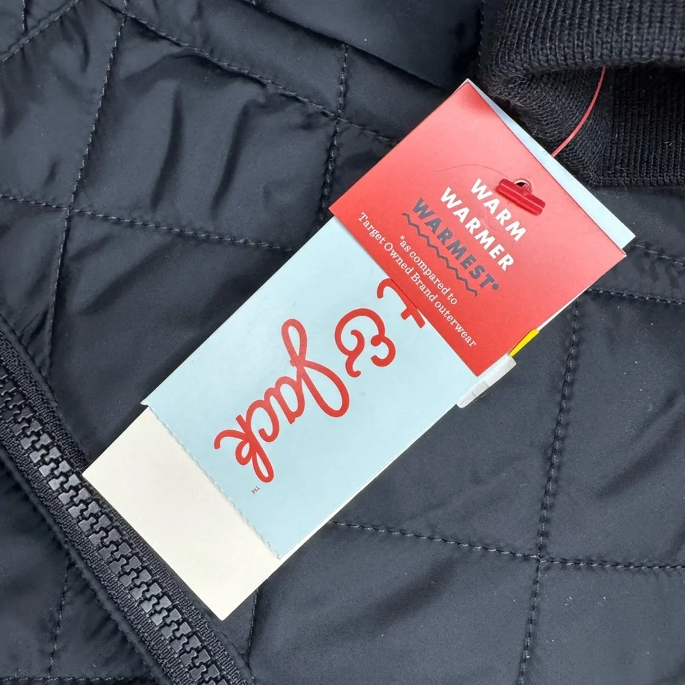 Cat & Jack Boys Hooded Reversible Puffer Jacket - Black/Gray Medium (8) NWT
